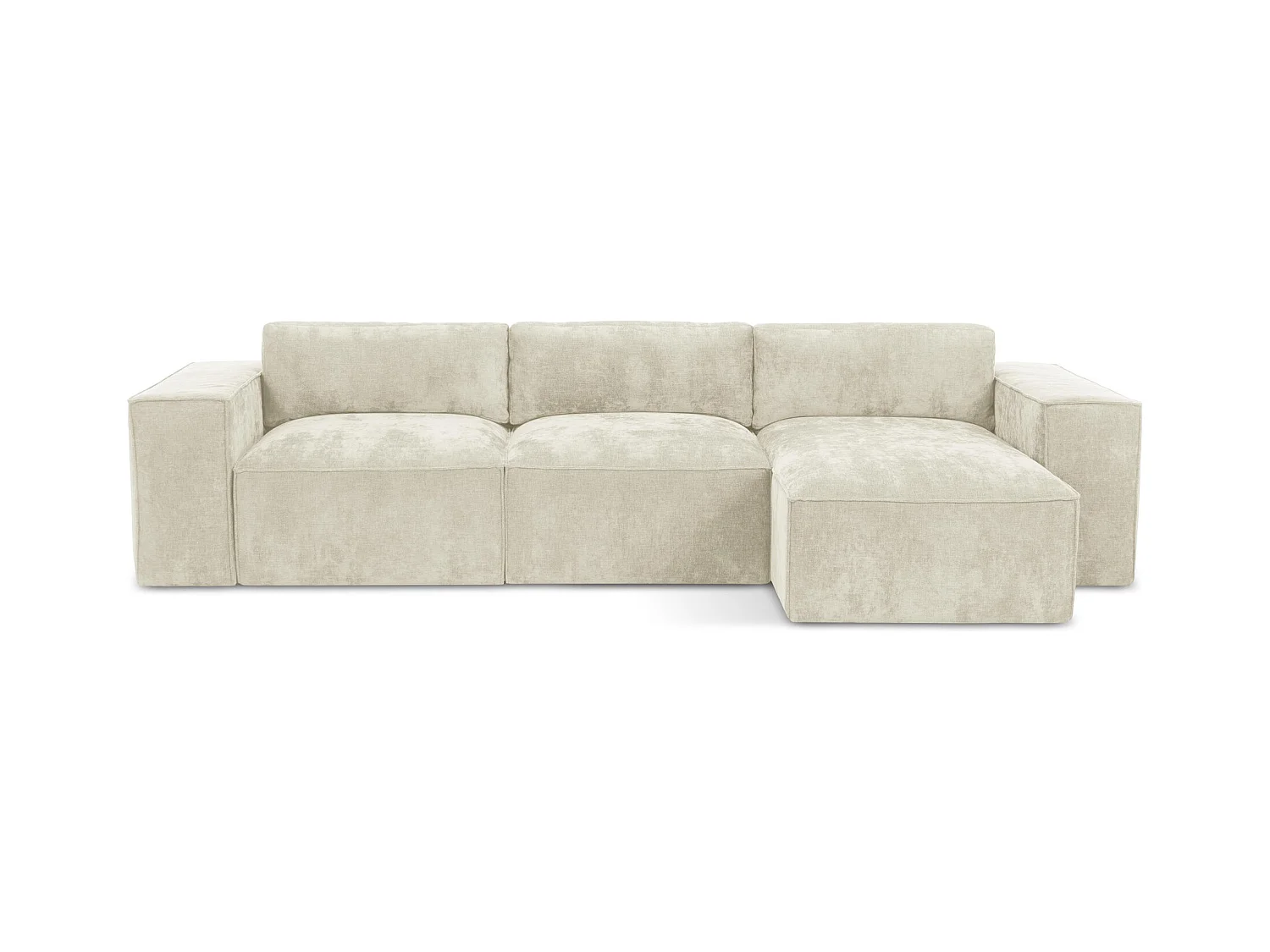 Canapé d'angle droit convertible en tissu chenille - beige - HANA