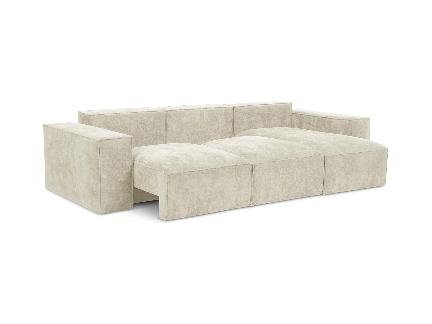 Canapé d'angle droit convertible en tissu chenille - beige - HANA