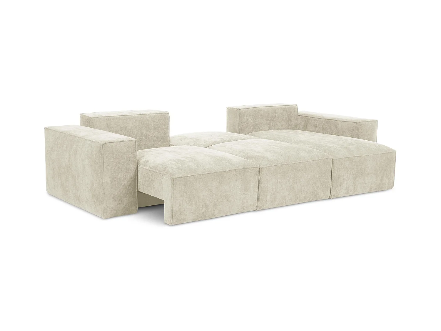 Canapé d'angle droit convertible en tissu chenille - beige - HANA