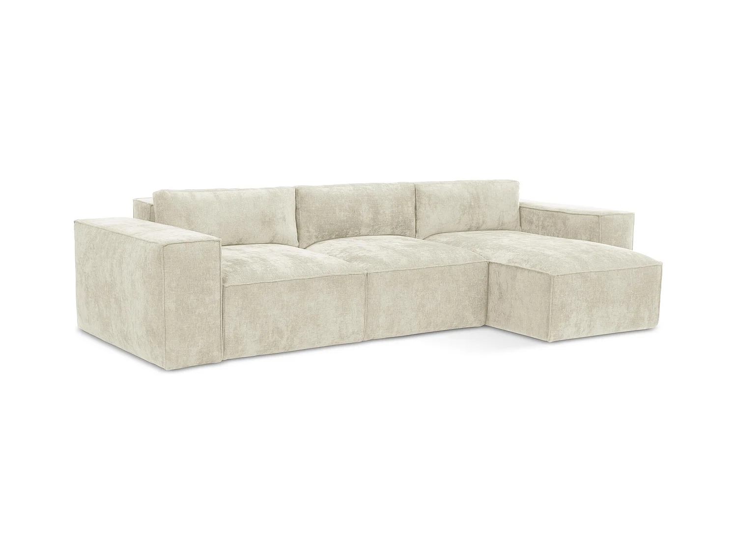 Ecksofa mit Schlaffunktion - Ecke Rechts - Chenille - Beige - HANA
