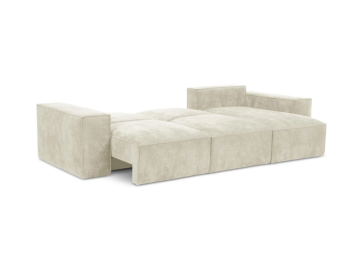 Canapé d'angle droit convertible en tissu chenille - beige - HANA