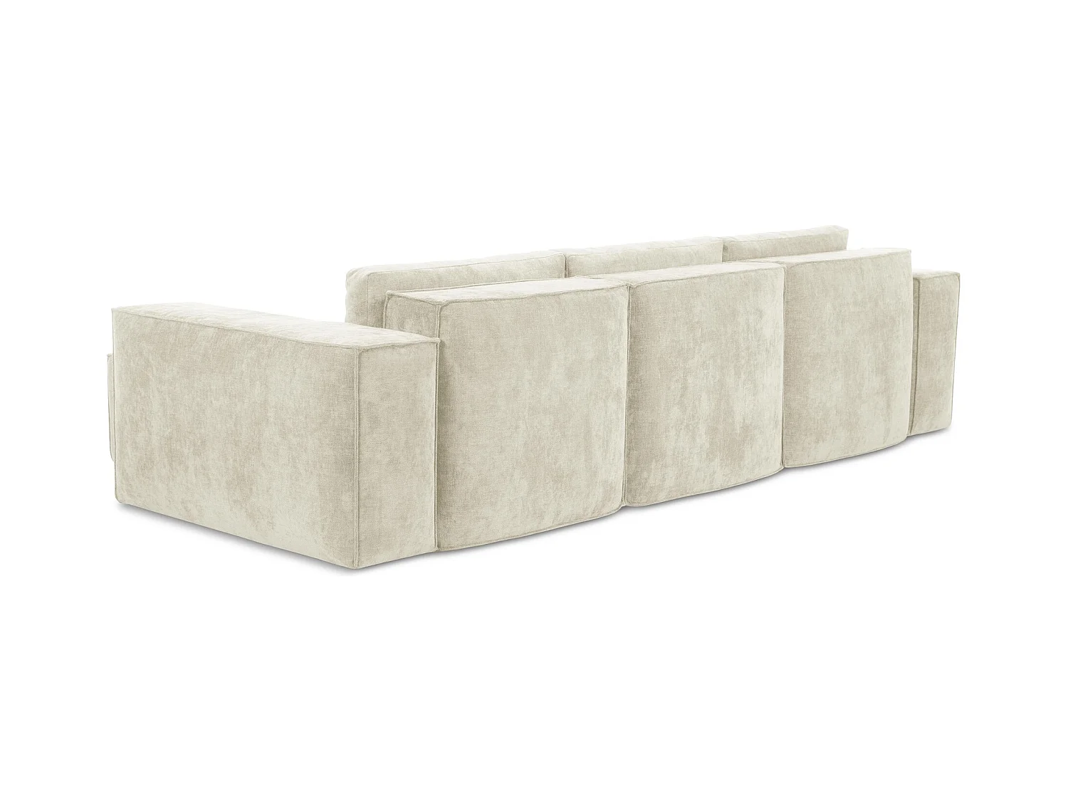 Canapé d'angle droit convertible en tissu chenille - beige - HANA