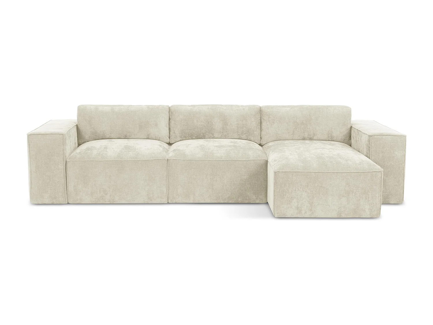 Canapé d'angle droit convertible en tissu chenille - beige - HANA