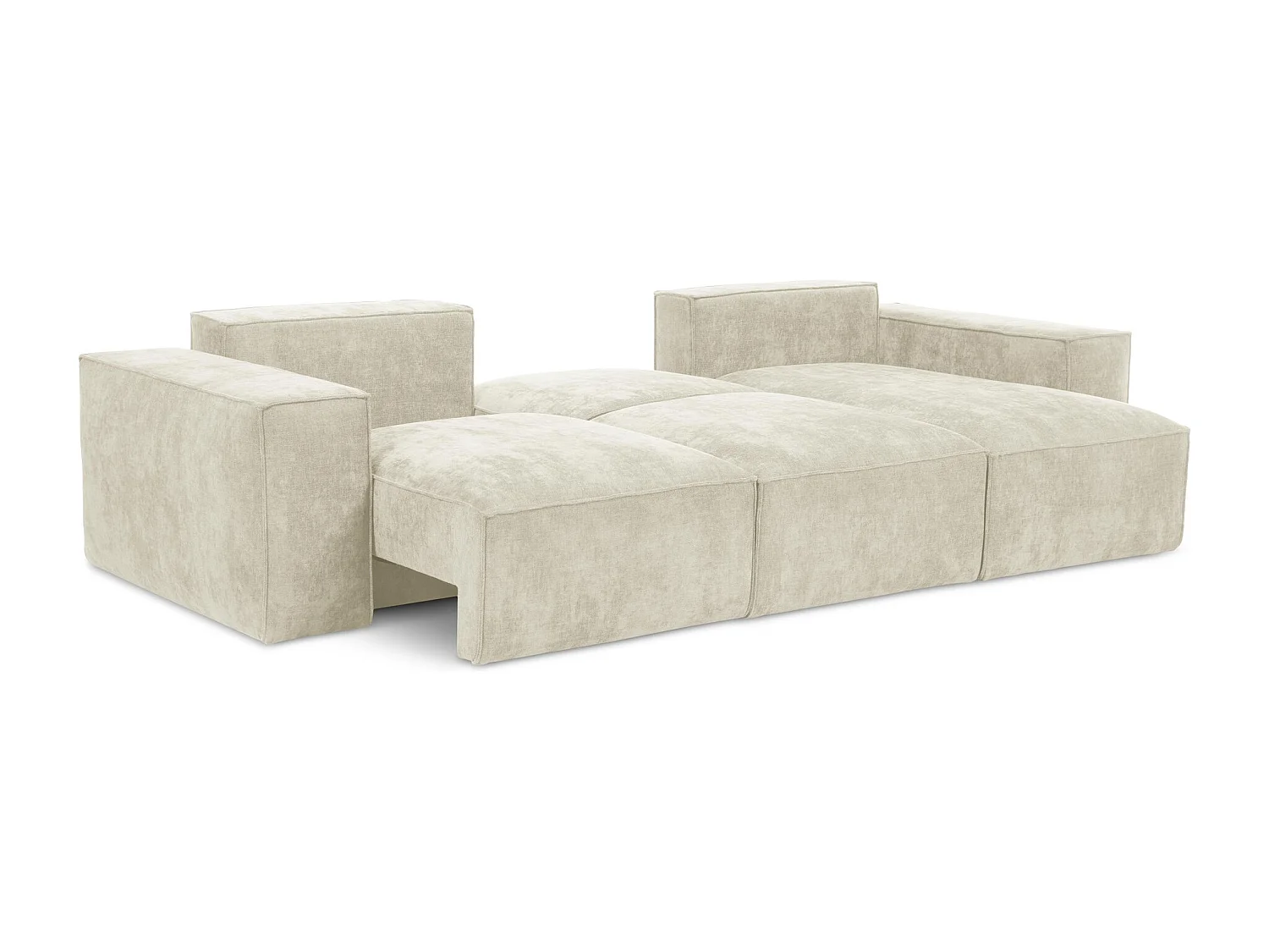 Canapé d'angle droit convertible en tissu chenille - beige - HANA