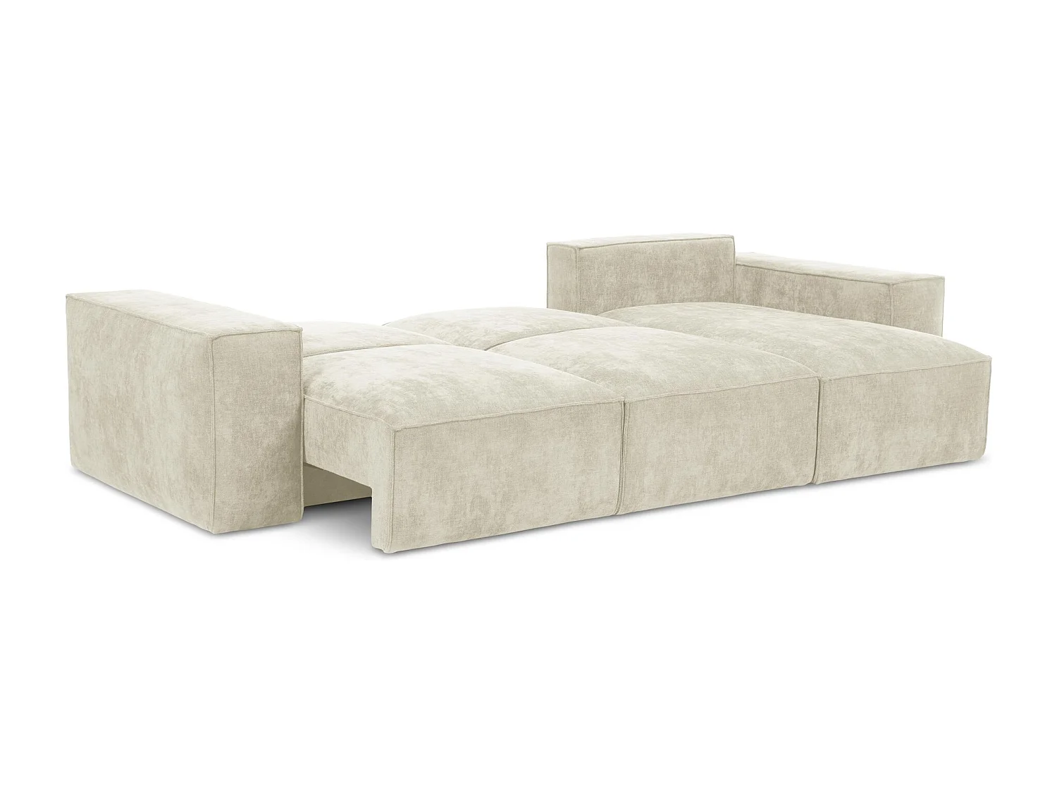 Canapé d'angle droit convertible en tissu chenille - beige - HANA