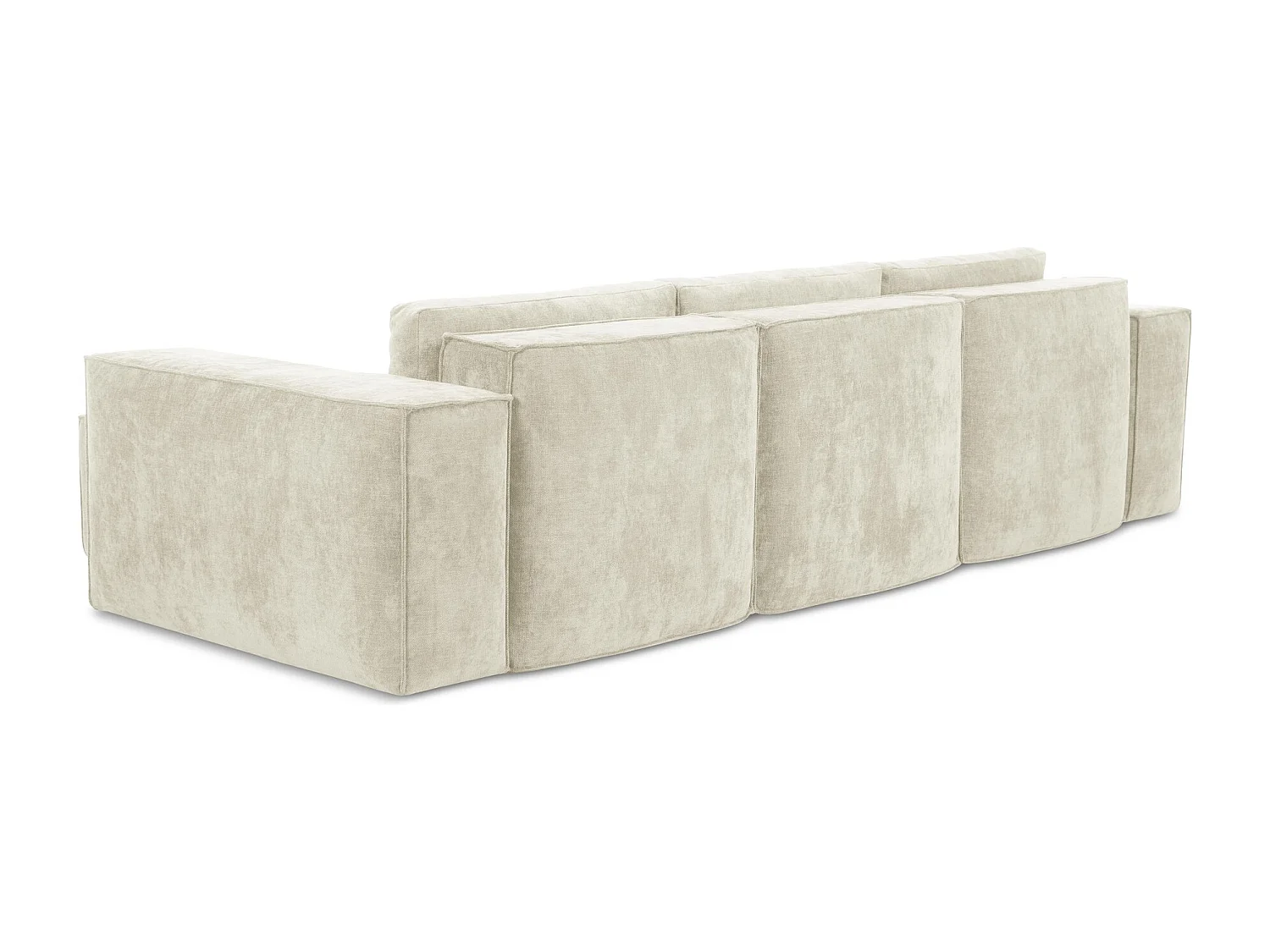 Canapé d'angle droit convertible en tissu chenille - beige - HANA
