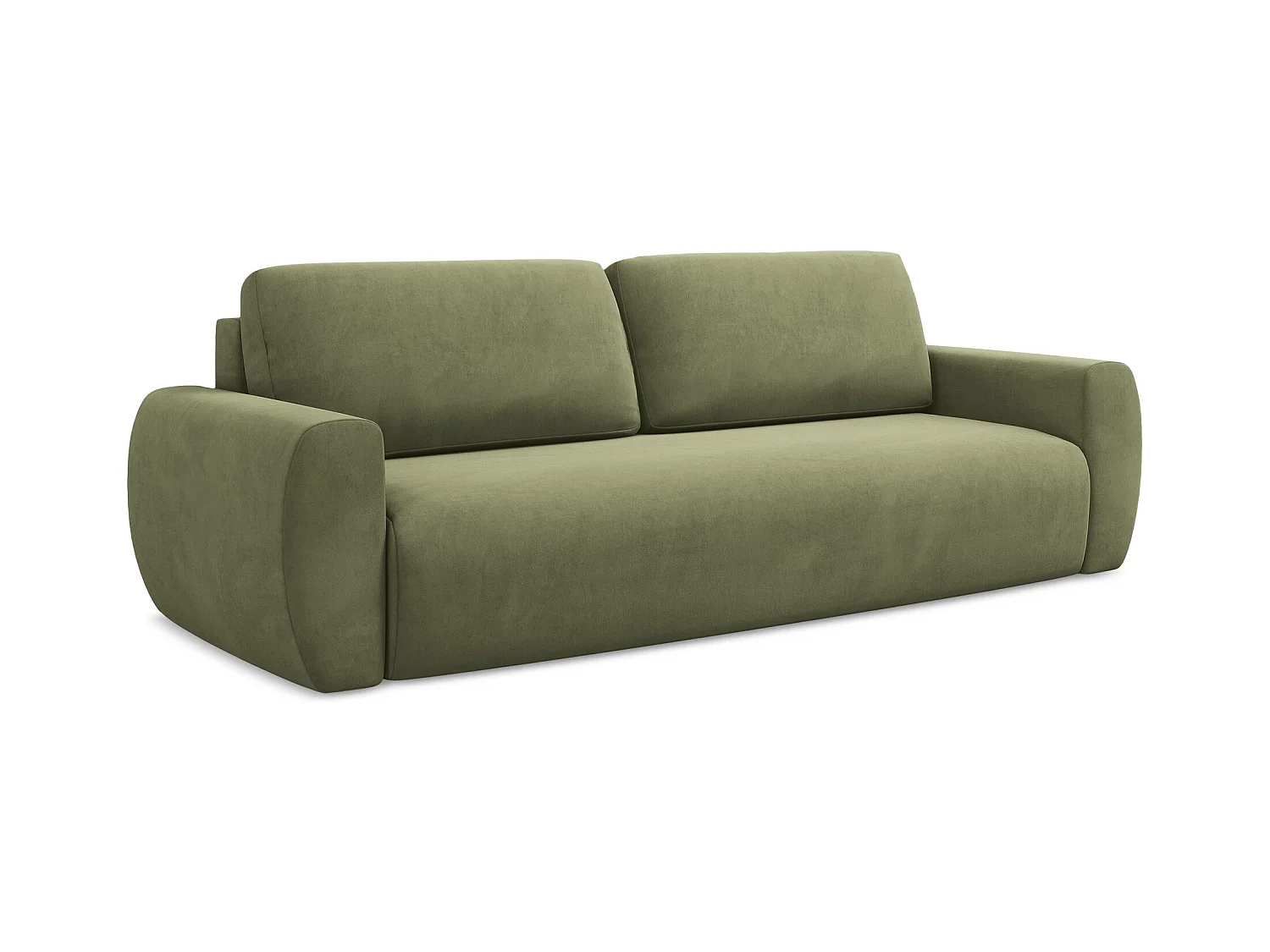 Canapé 3 places convertible en velours - olive - ANELA