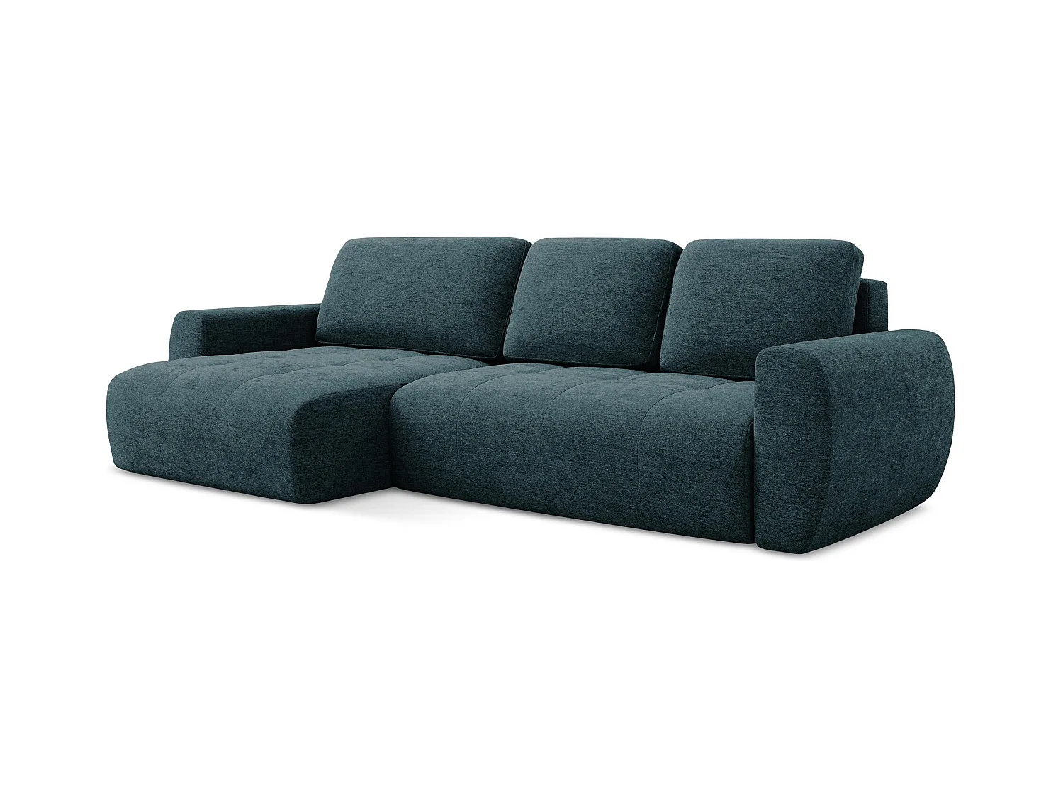 3-Sitzer Ecksofa mit Schlaffunktion - Ecke Links - Strukturstoff - Blau - KIWI