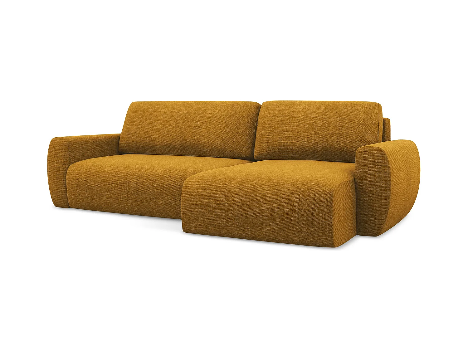 Ecksofa mit Schlaffunktion - Ecke Rechts - Strukturstoff - Senf - ANELA