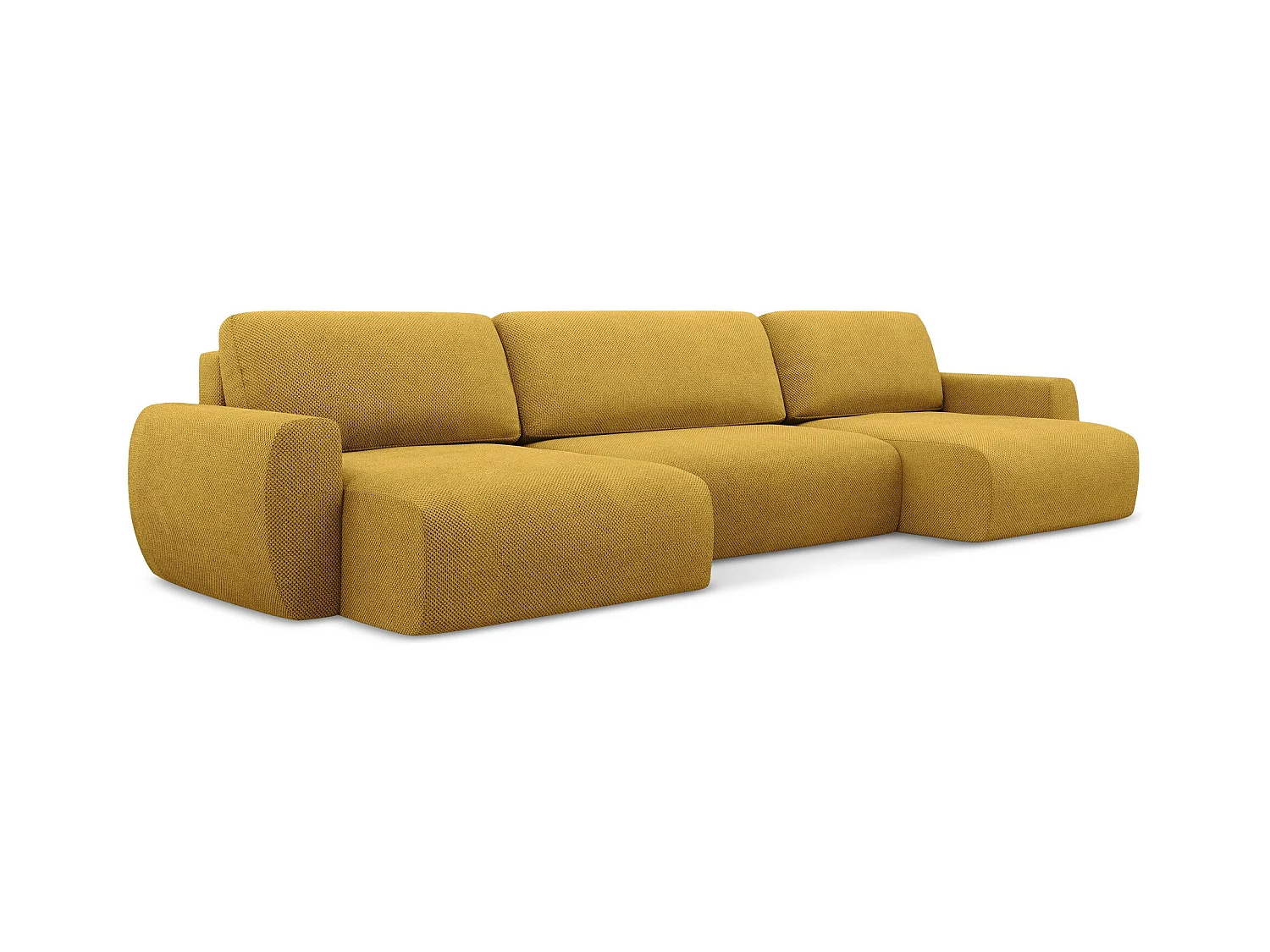 Wohnlandschaft mit Schlaffunktion - / - Chenille - Senf - ANELA