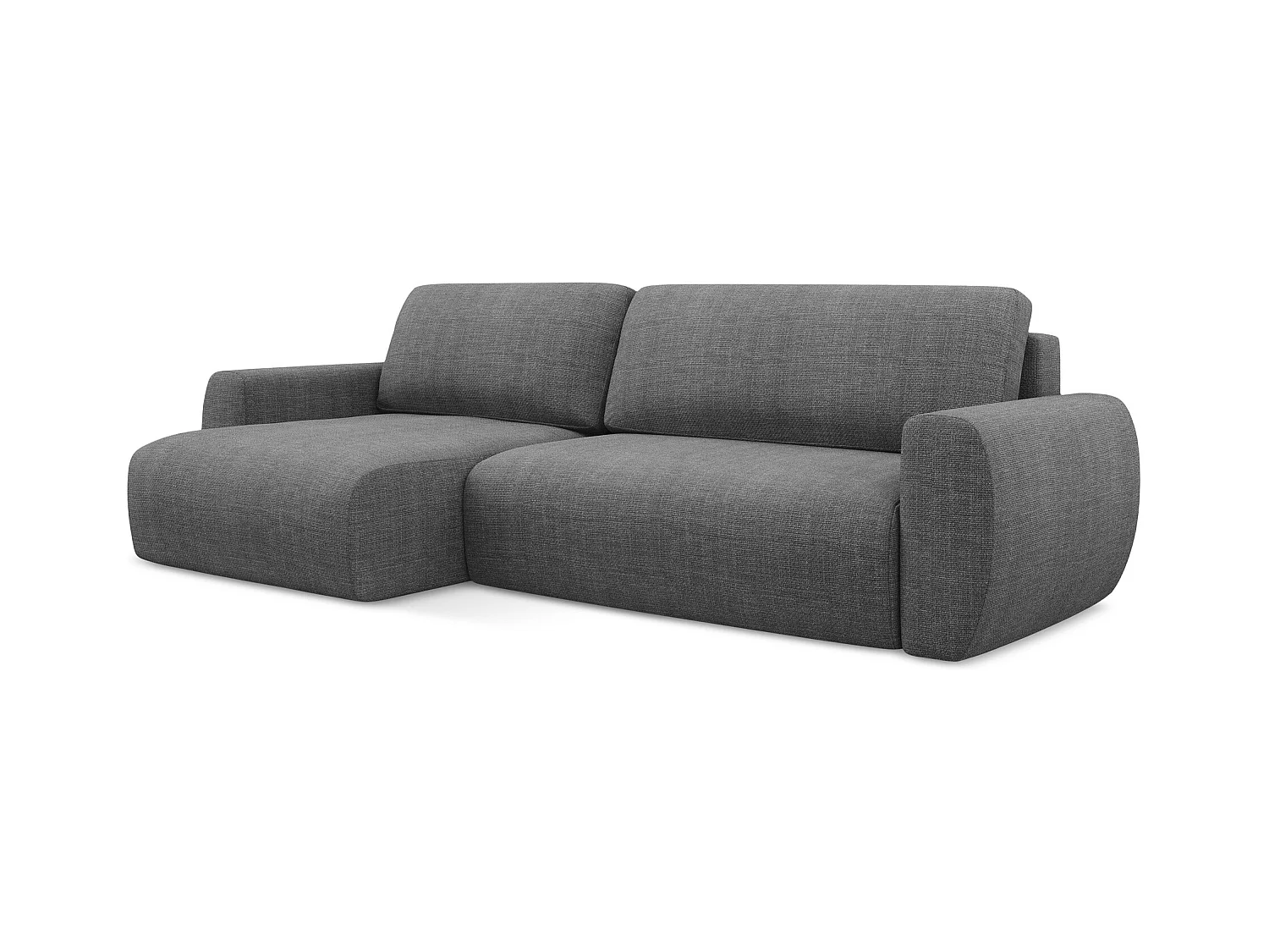 3-Sitzer Ecksofa mit Schlaffunktion - Ecke Links - Strukturstoff - Dunkelgrau - ANELA