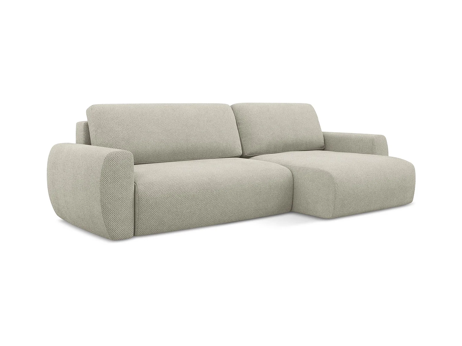 Ecksofa mit Schlaffunktion - Ecke Rechts - Chenille - Hell beige - ANELA