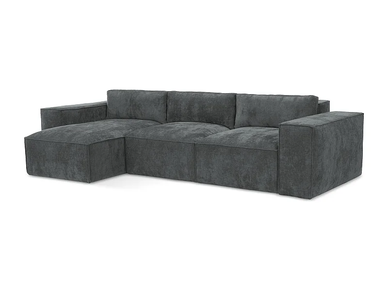 3-Sitzer Ecksofa mit Schlaffunktion - Ecke Links - Chenille - Graphit - HANA