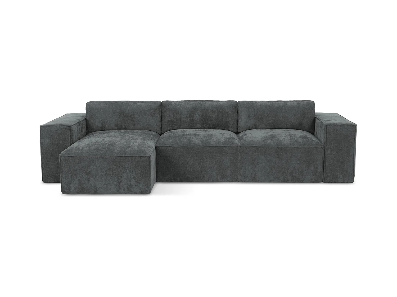 Canapé d’angle 3 places gauche convertible en tissu chenille - graphite - HANA