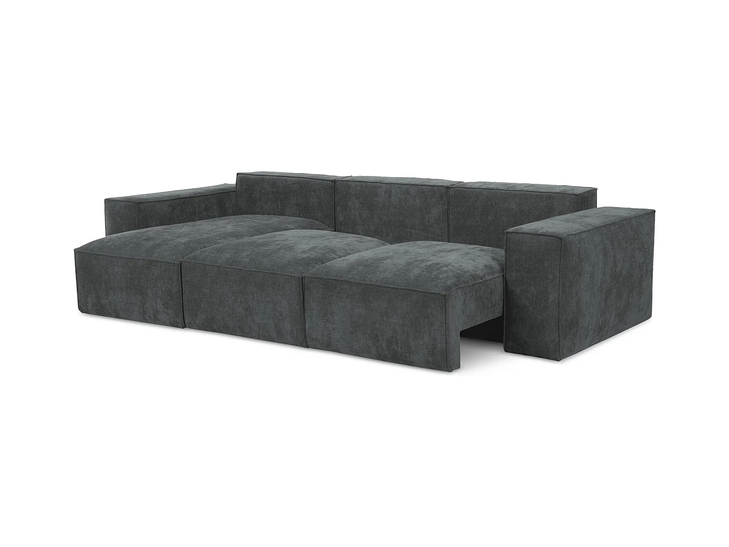 Canapé d’angle 3 places gauche convertible en tissu chenille - graphite - HANA