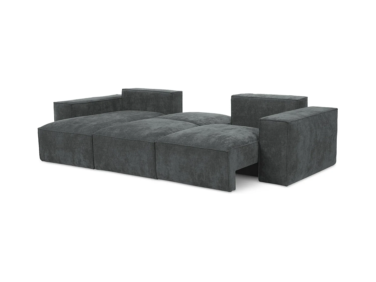 Canapé d’angle 3 places gauche convertible en tissu chenille - graphite - HANA