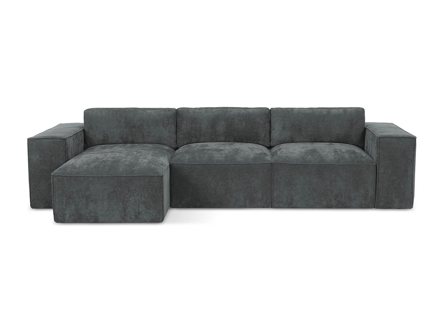 Canapé d’angle 3 places gauche convertible en tissu chenille - graphite - HANA