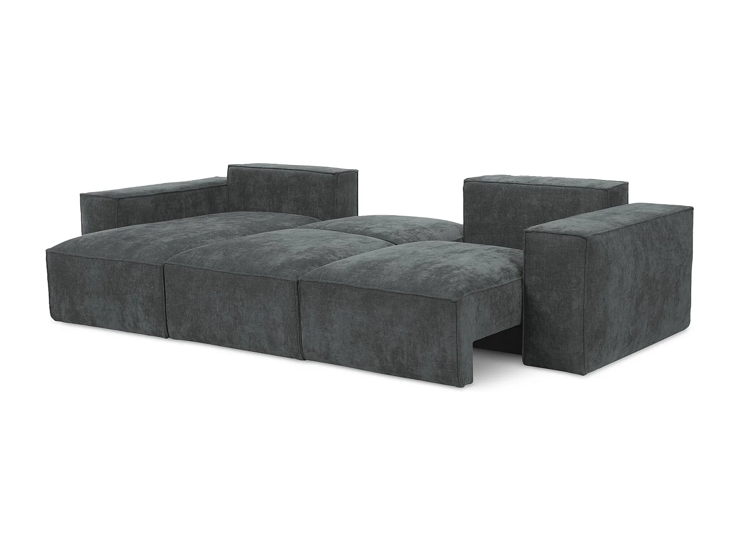 Canapé d’angle 3 places gauche convertible en tissu chenille - graphite - HANA