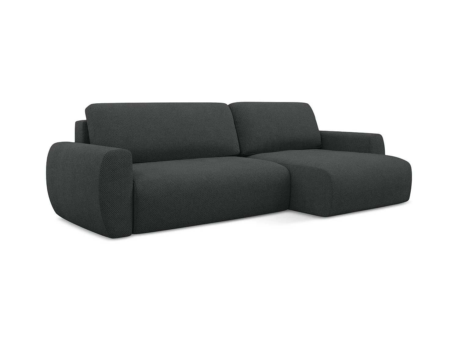 Ecksofa mit Schlaffunktion - Ecke Rechts - Chenille - Graphit - ANELA