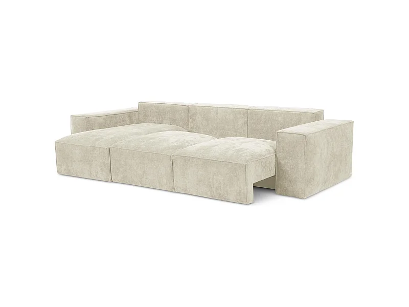 3-Sitzer Ecksofa mit Schlaffunktion - Ecke Links - Chenille - Beige - HANA