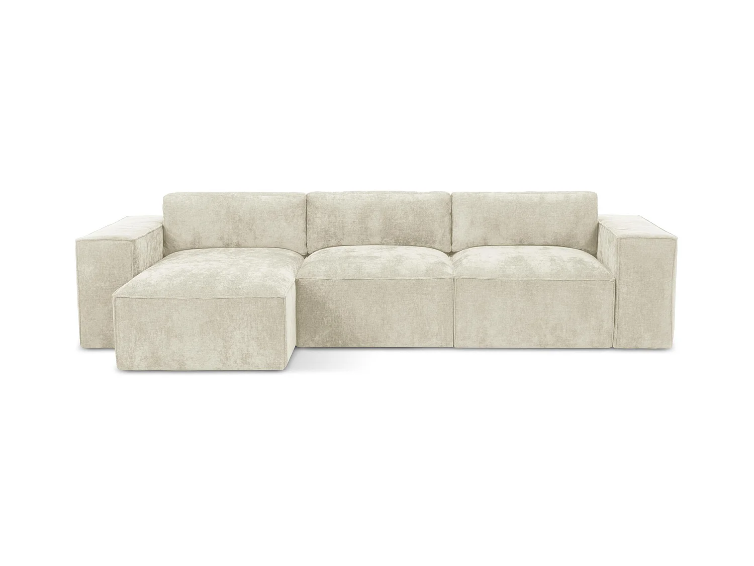 Canapé d’angle 3 places gauche convertible en tissu chenille - beige - HANA