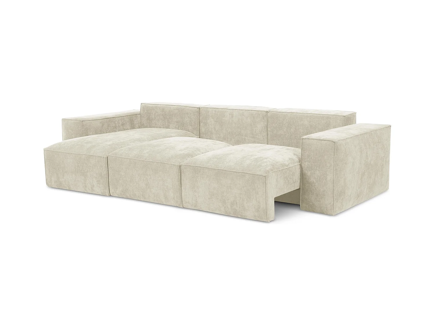 Canapé d’angle 3 places gauche convertible en tissu chenille - beige - HANA