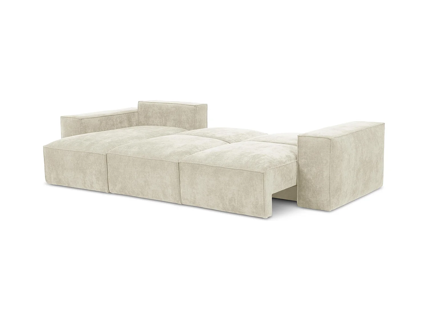 Canapé d’angle 3 places gauche convertible en tissu chenille - beige - HANA