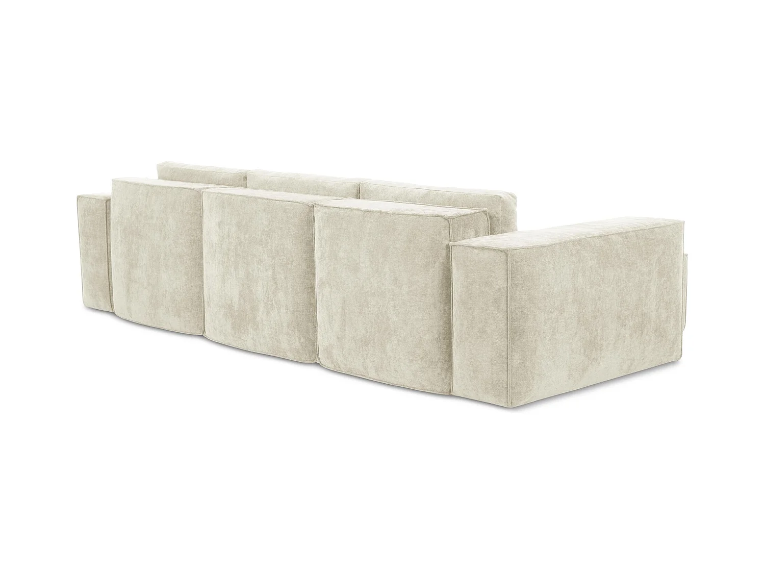 Canapé d’angle 3 places gauche convertible en tissu chenille - beige - HANA