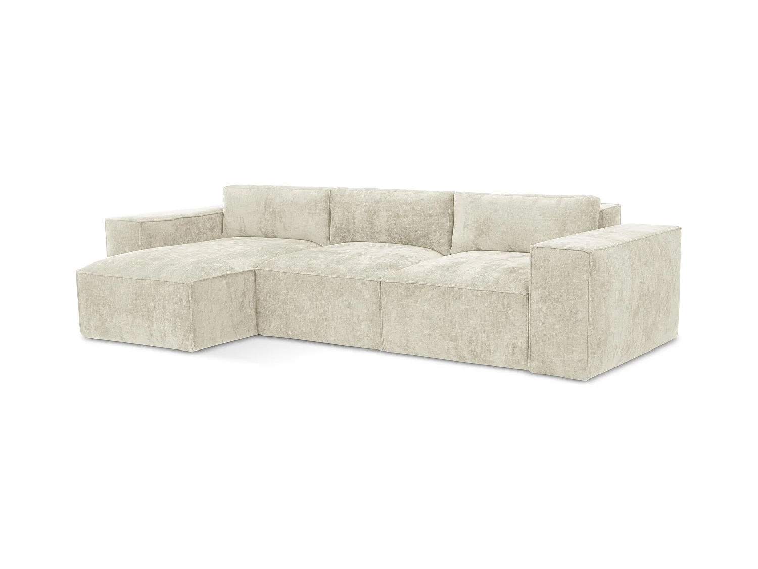 3-Sitzer Ecksofa mit Schlaffunktion - Ecke Links - Chenille - Beige - HANA
