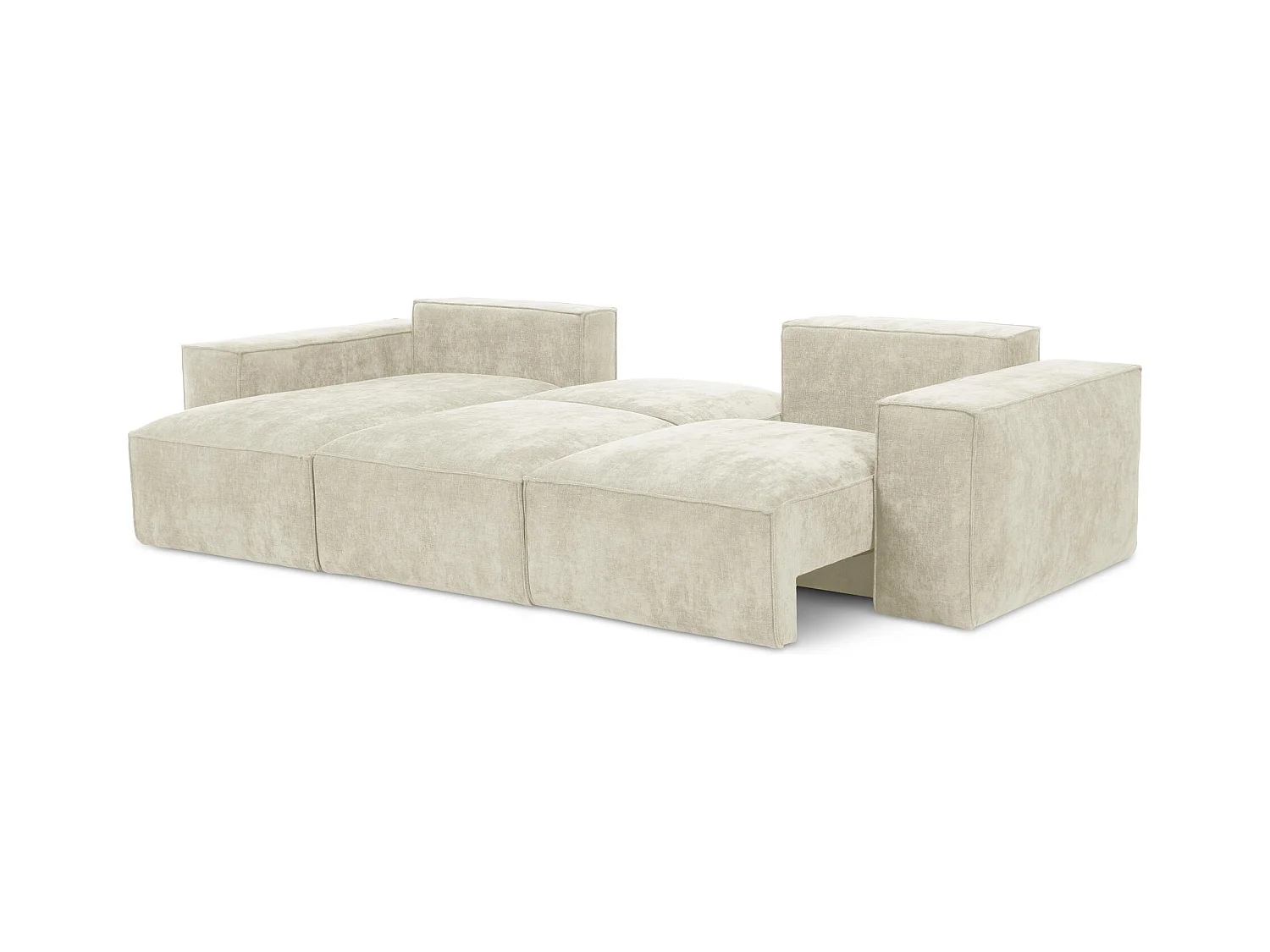 Canapé d’angle 3 places gauche convertible en tissu chenille - beige - HANA