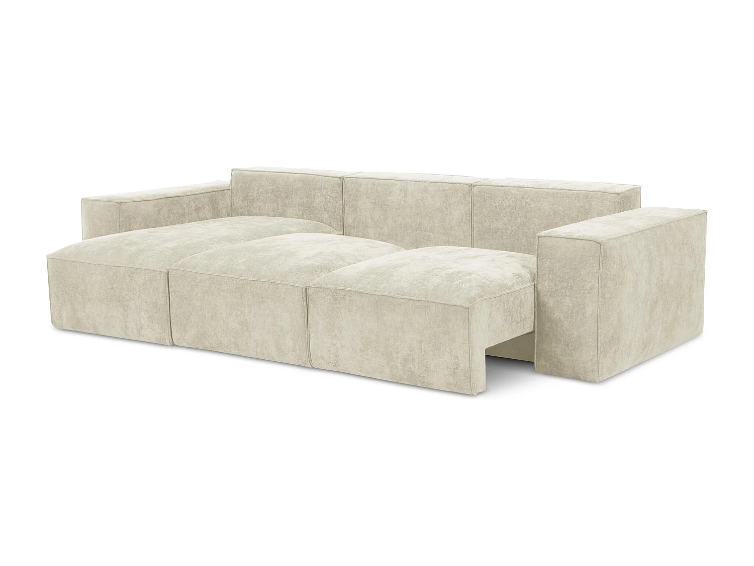 Canapé d’angle 3 places gauche convertible en tissu chenille - beige - HANA