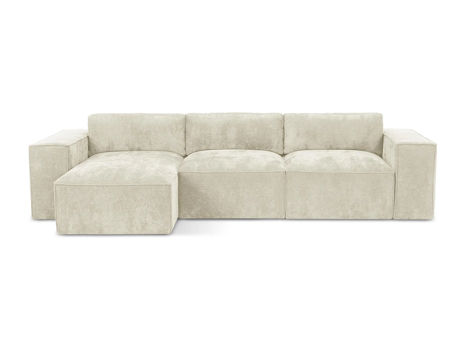 Canapé d’angle 3 places gauche convertible en tissu chenille - beige - HANA