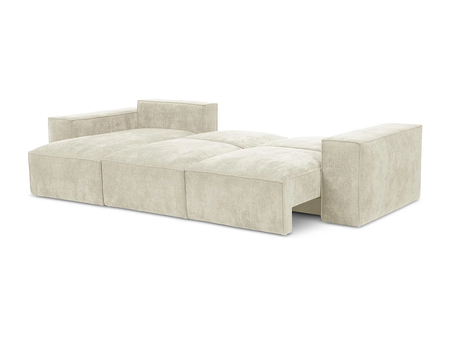 Canapé d’angle 3 places gauche convertible en tissu chenille - beige - HANA