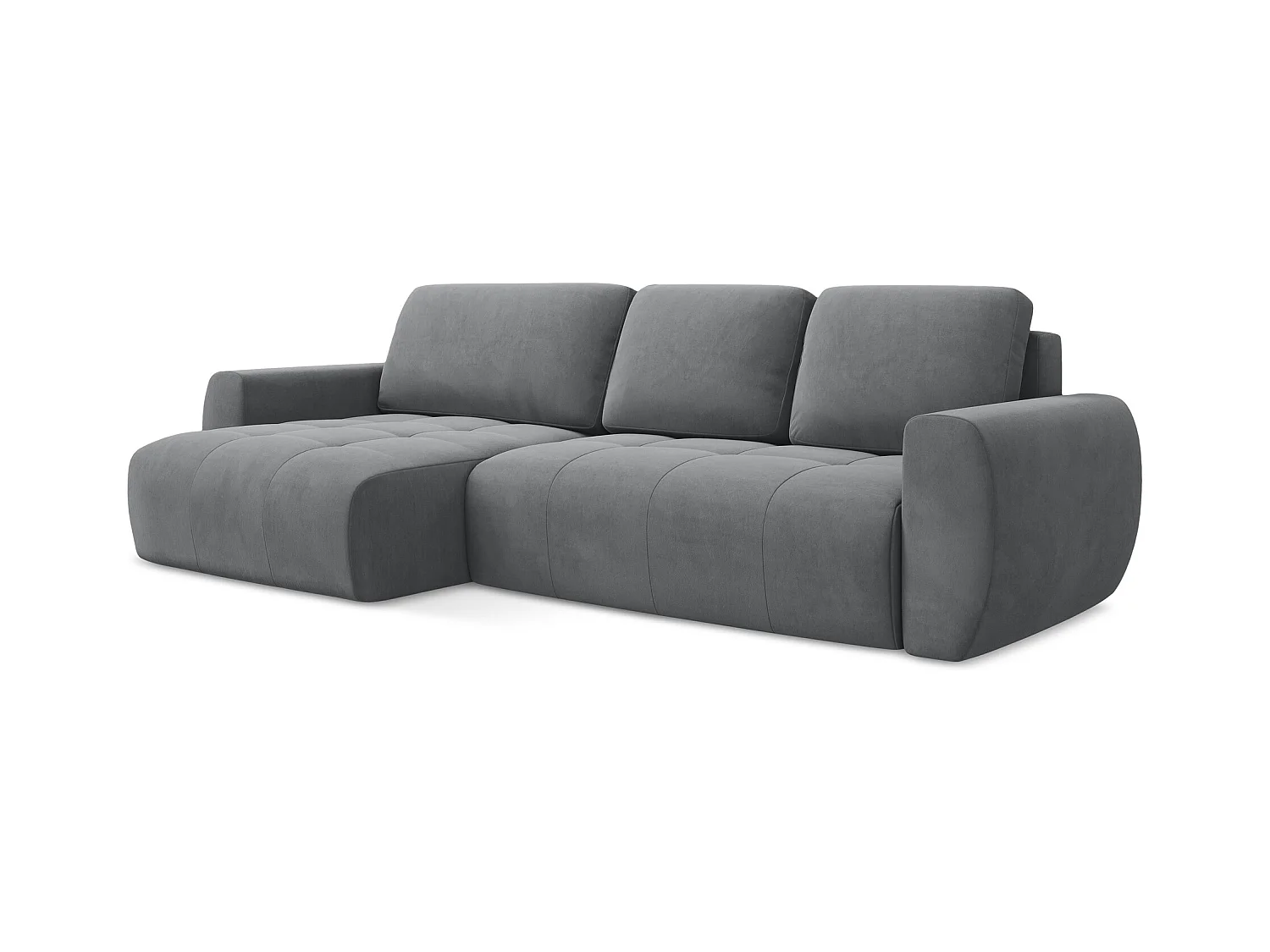 3-Sitzer Ecksofa mit Schlaffunktion - Ecke Links - Samt - Stahl - KIWI