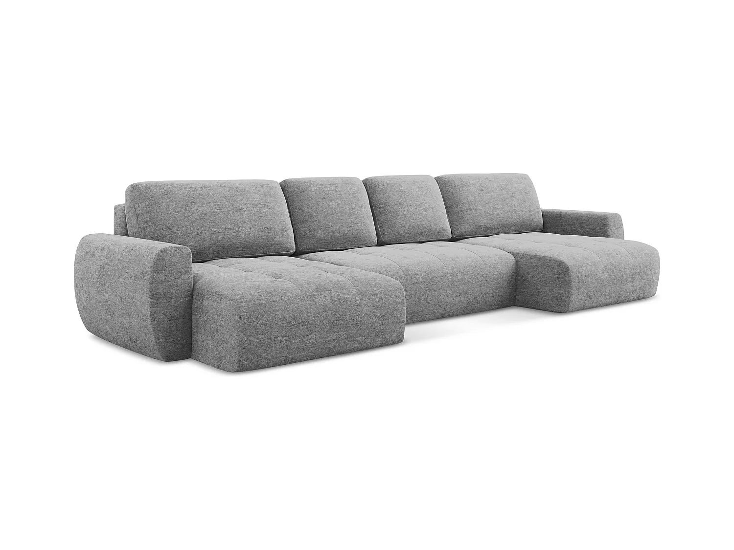 Wohnlandschaft mit Schlaffunktion - / - Strukturstoff - Grau - KIWI