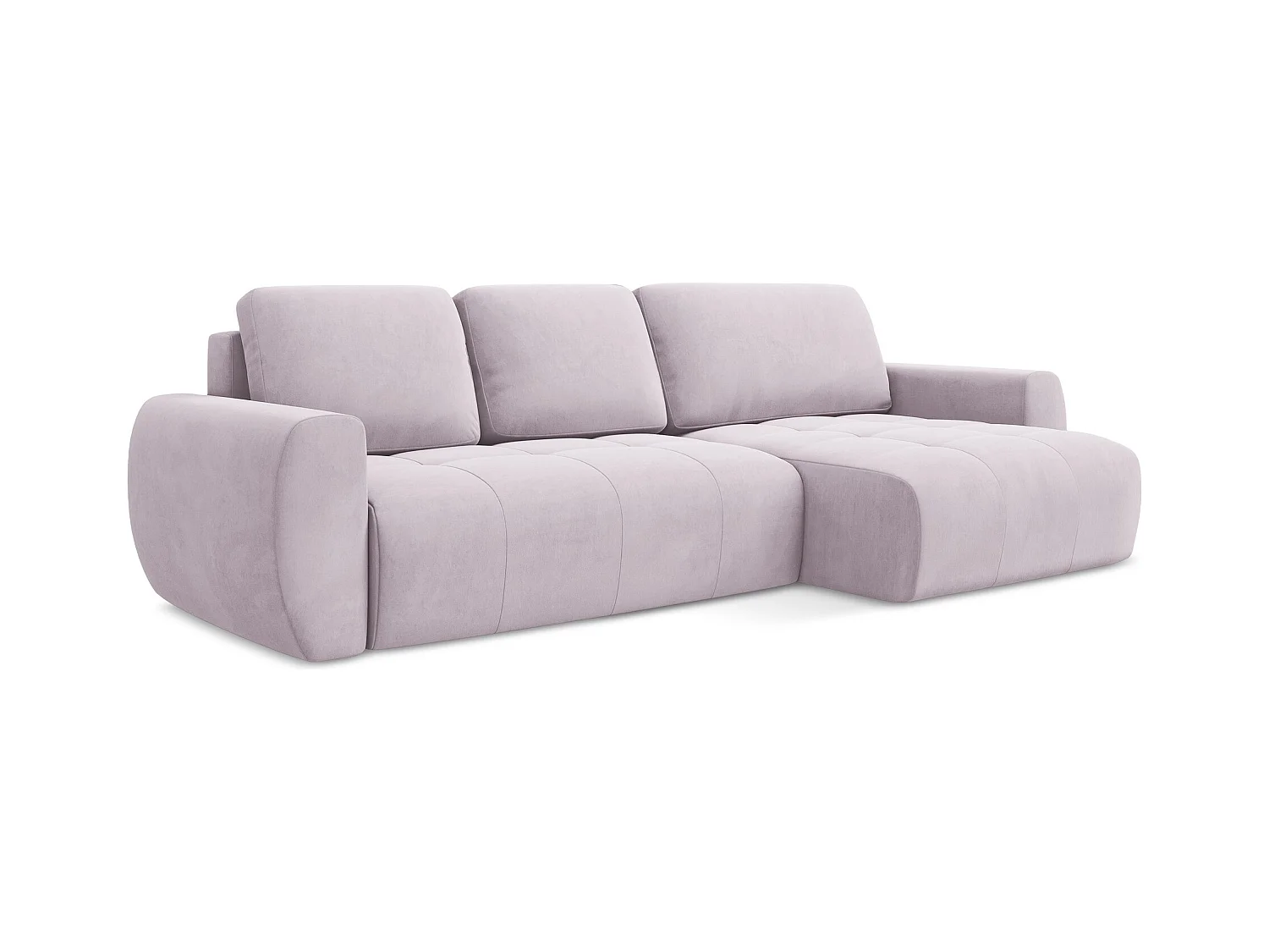 Ecksofa mit Schlaffunktion - Ecke Rechts - Samt - Lavendel - KIWI