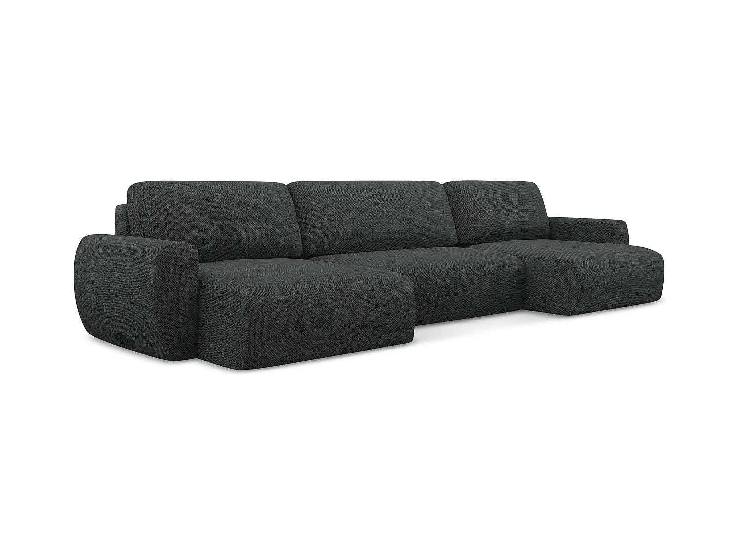 Wohnlandschaft mit Schlaffunktion - / - Chenille - Graphit - ANELA