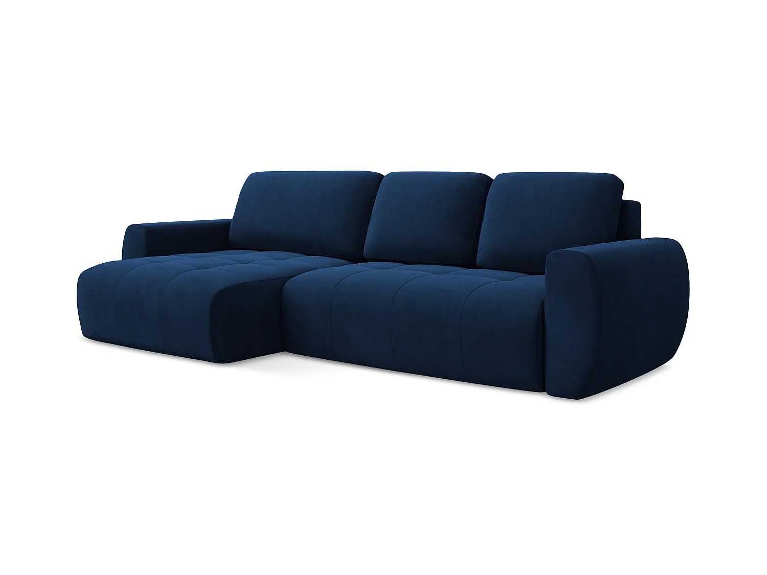 3-Sitzer Ecksofa mit Schlaffunktion - Ecke Links - Samt - Königsblau - KIWI