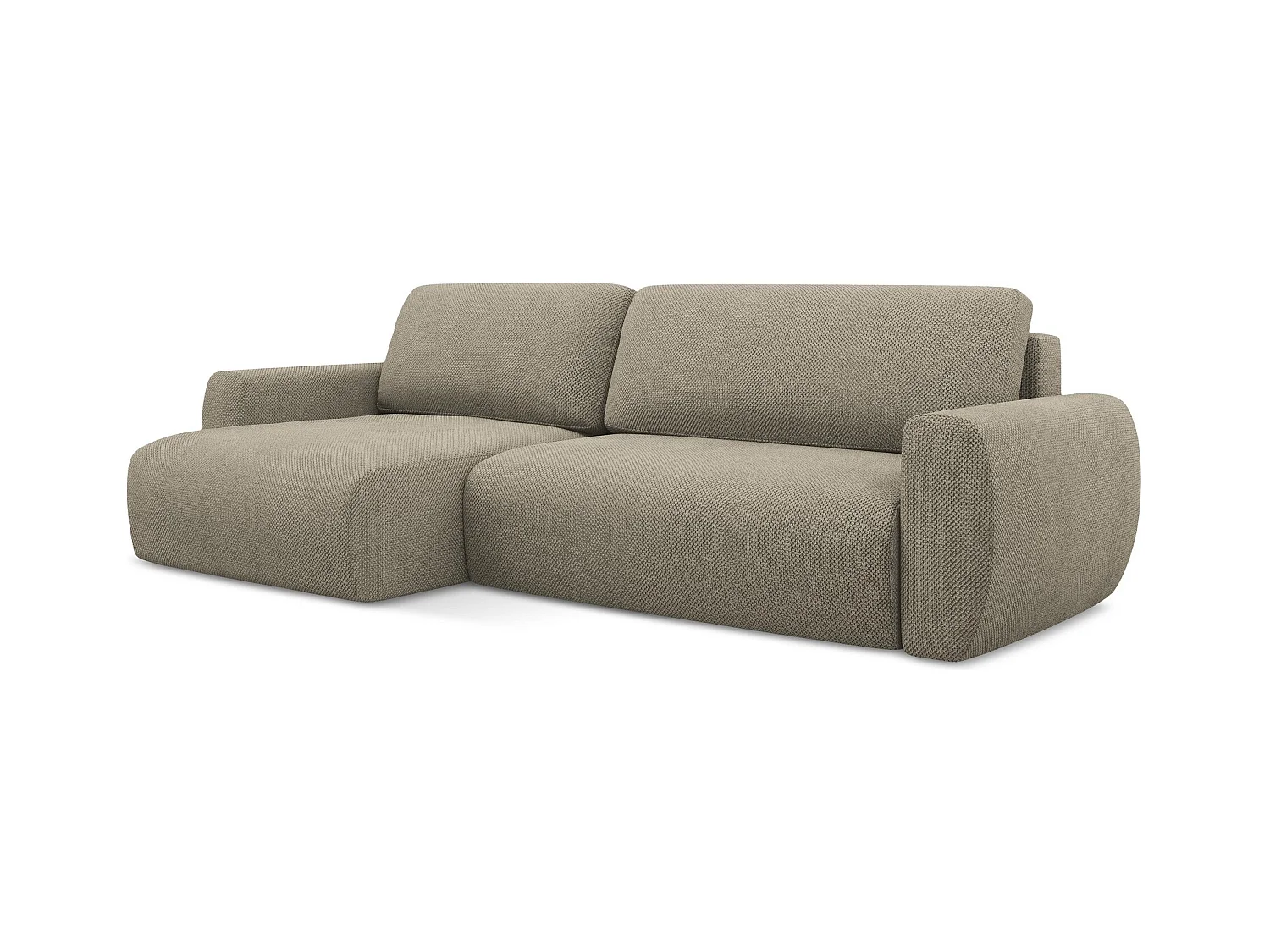 3-Sitzer Ecksofa mit Schlaffunktion - Ecke Links - Chenille - Dunkelbeige - ANELA