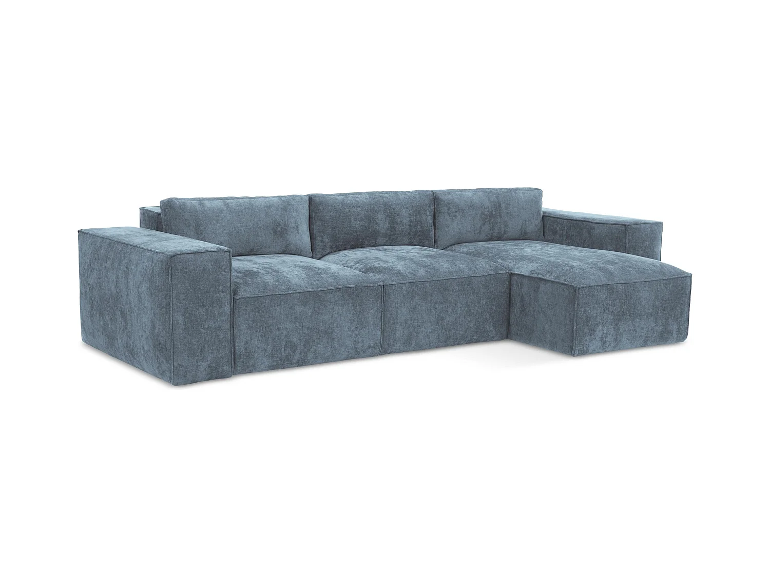 Canapé d'angle droit convertible en tissu chenille - jeans - HANA