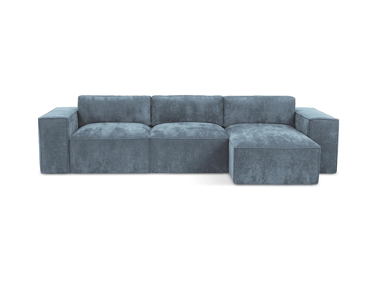 Canapé d'angle droit convertible en tissu chenille - jeans - HANA