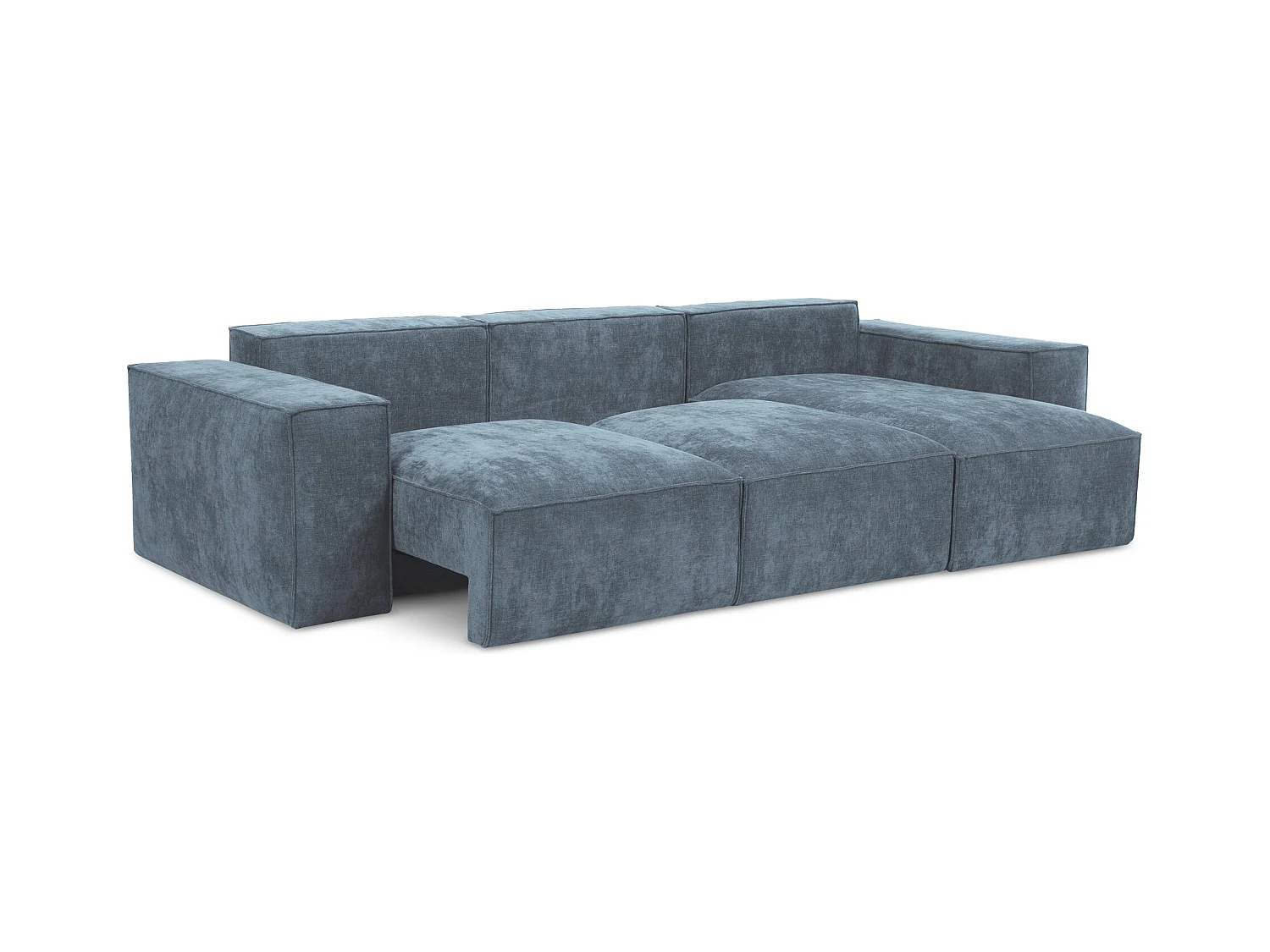 Canapé d'angle droit convertible en tissu chenille - jeans - HANA