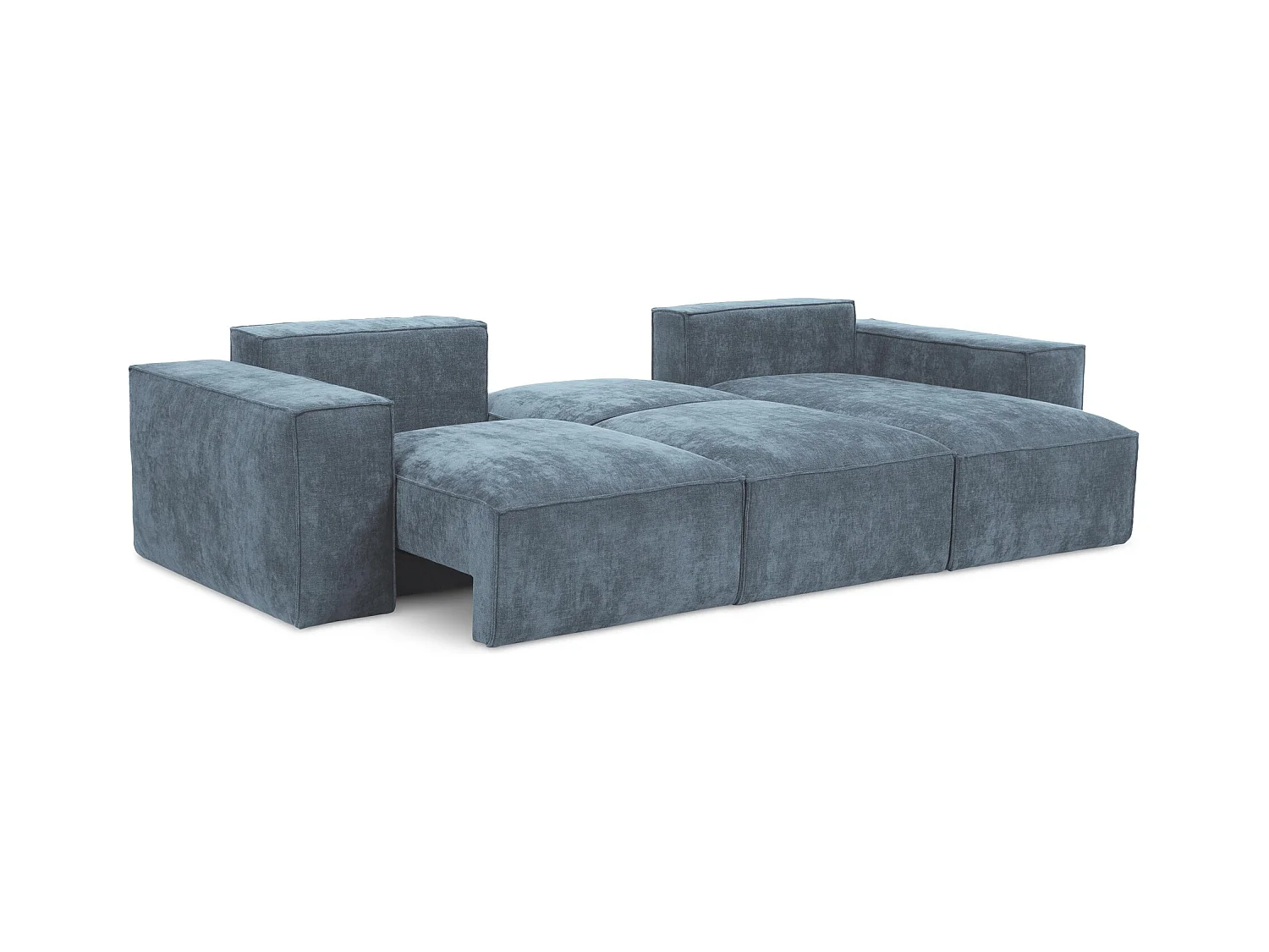 Canapé d'angle droit convertible en tissu chenille - jeans - HANA