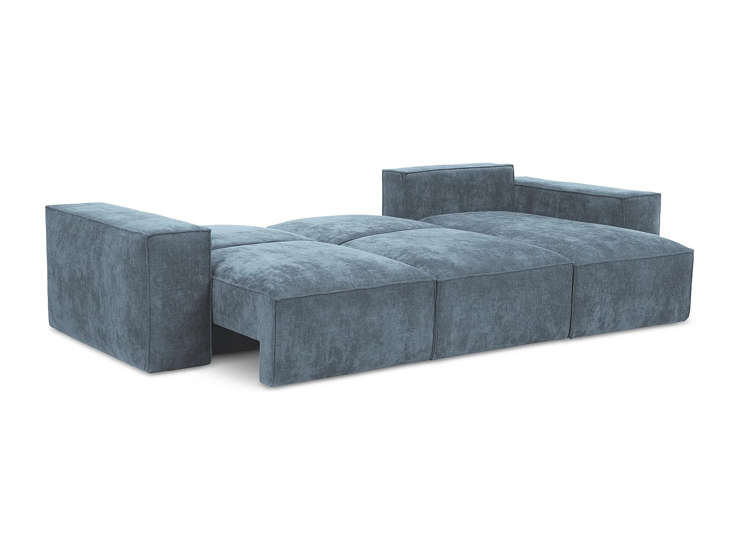 Canapé d'angle droit convertible en tissu chenille - jeans - HANA