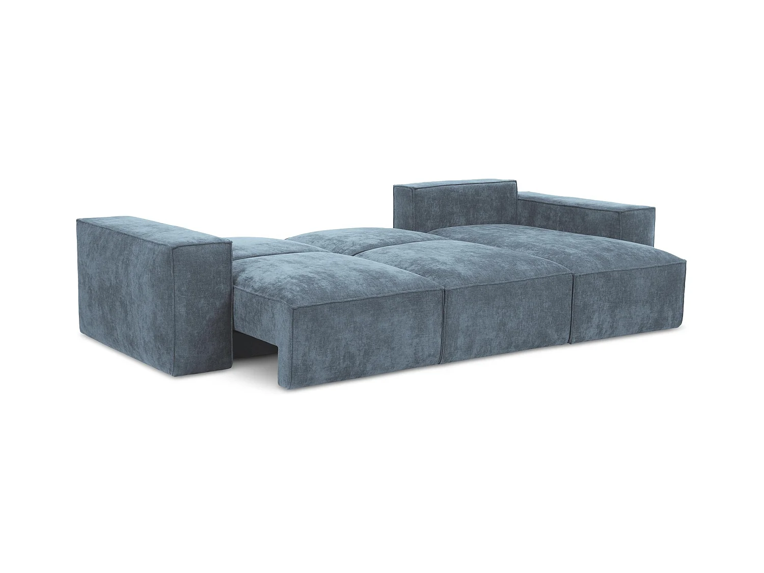 Canapé d'angle droit convertible en tissu chenille - jeans - HANA