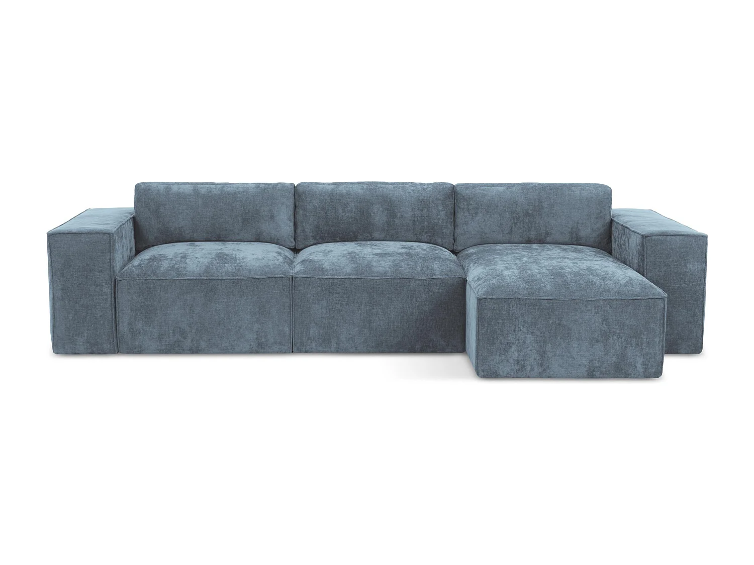 Canapé d'angle droit convertible en tissu chenille - jeans - HANA