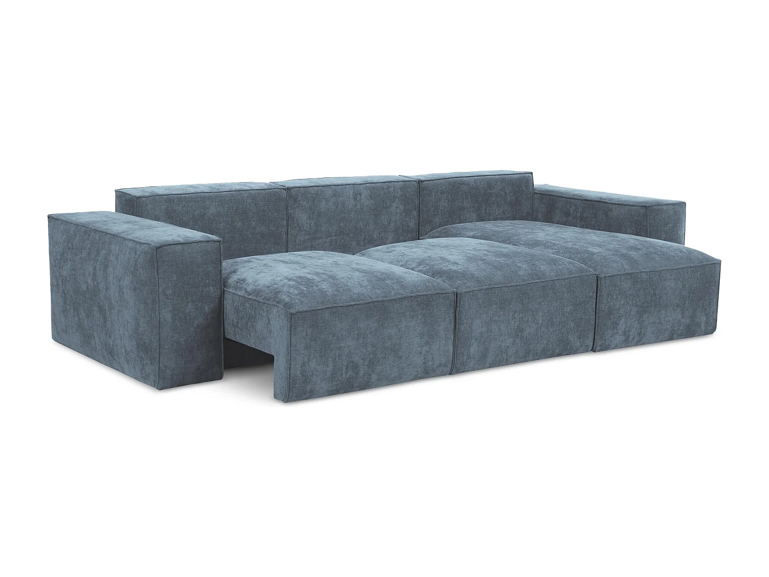 Canapé d'angle droit convertible en tissu chenille - jeans - HANA