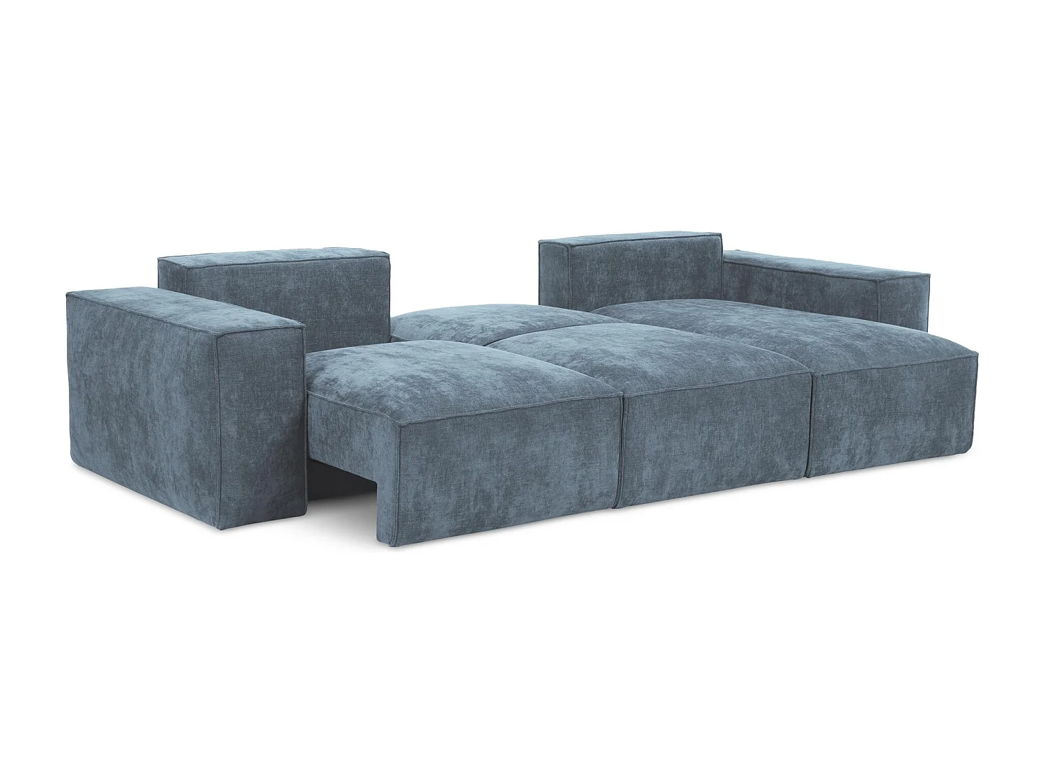 Canapé d'angle droit convertible en tissu chenille - jeans - HANA