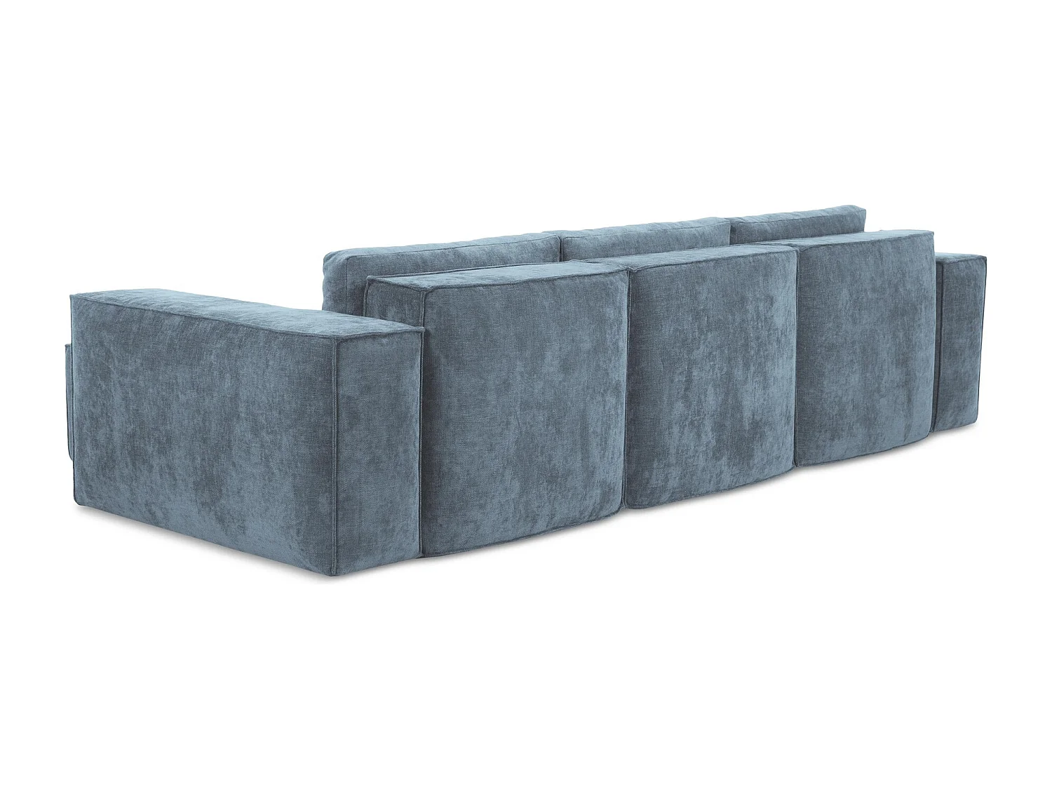 Canapé d'angle droit convertible en tissu chenille - jeans - HANA