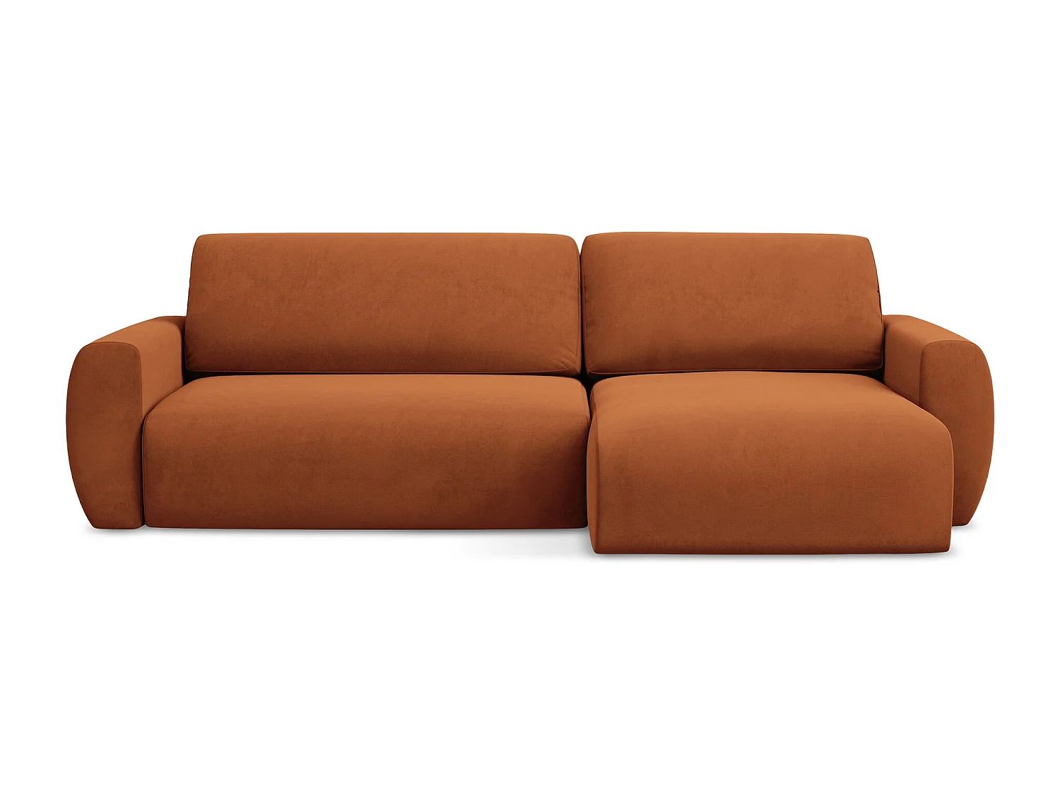 Narożnik prawostronny z funkcją spania - z tkaniny welwetowej - terakota - ANELA